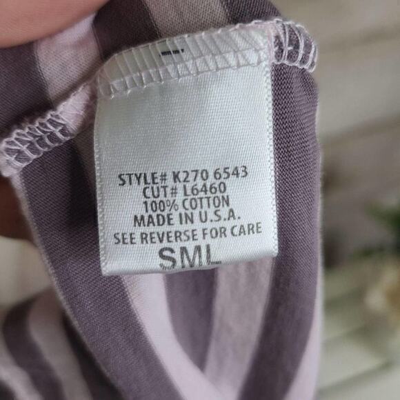 NWT LF Emma & Sam Pink and Grey Striped Crop Top - Picture 8 of 8